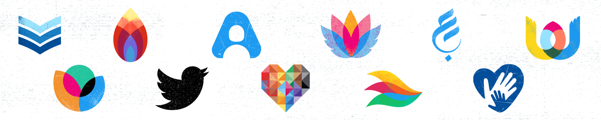 Collage of Twitter's BRG logos.
