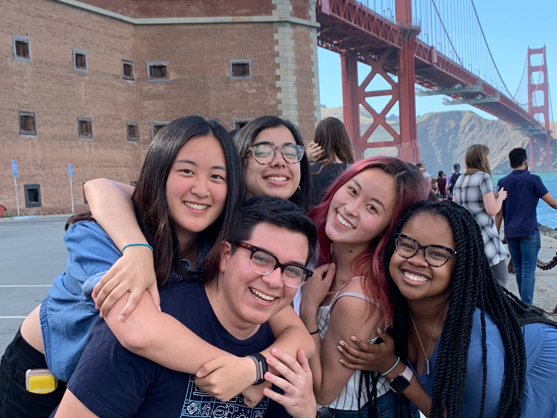 Photo of students at Golden Gate Bridge in San Francisco.